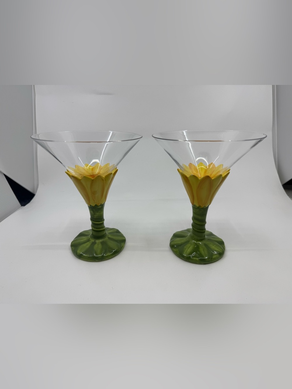 222 Fifth Sunflower Ceramic/ Glass Martini Glasses *READ*